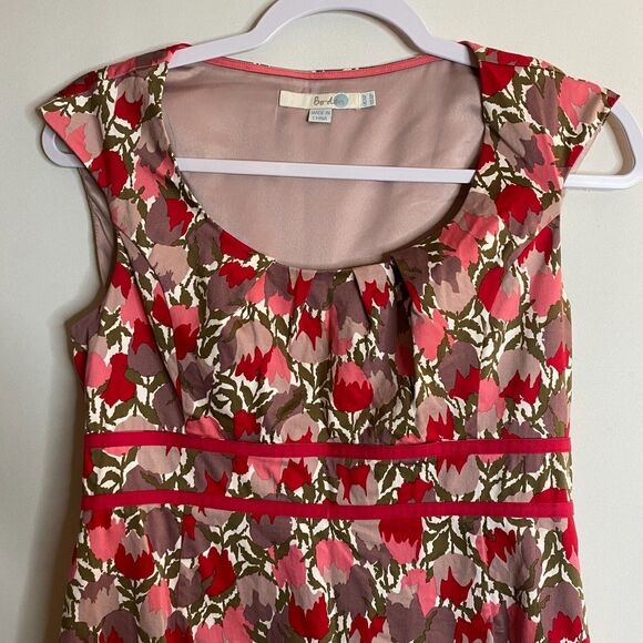 Boden Floral Tulip Midi Dress Scoop Neck Cap Sleeves Side Zip Fully Lined US 6P - Picture 4 of 15